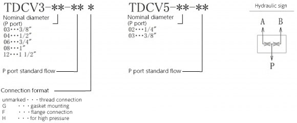 TDCV type Model display method / hydraulic pressure symbol